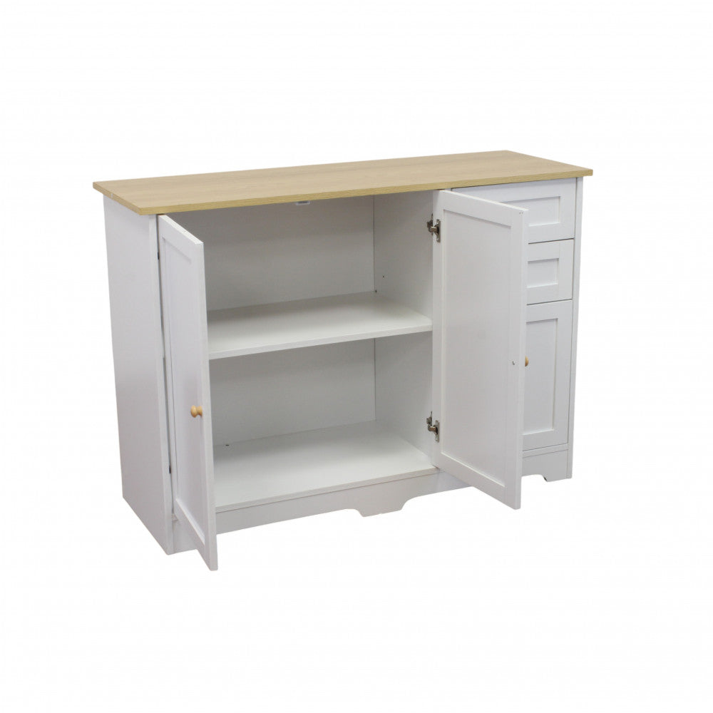 Mobile credenza da ingresso casa in legno bianco con ante 3 e 2 cassetti