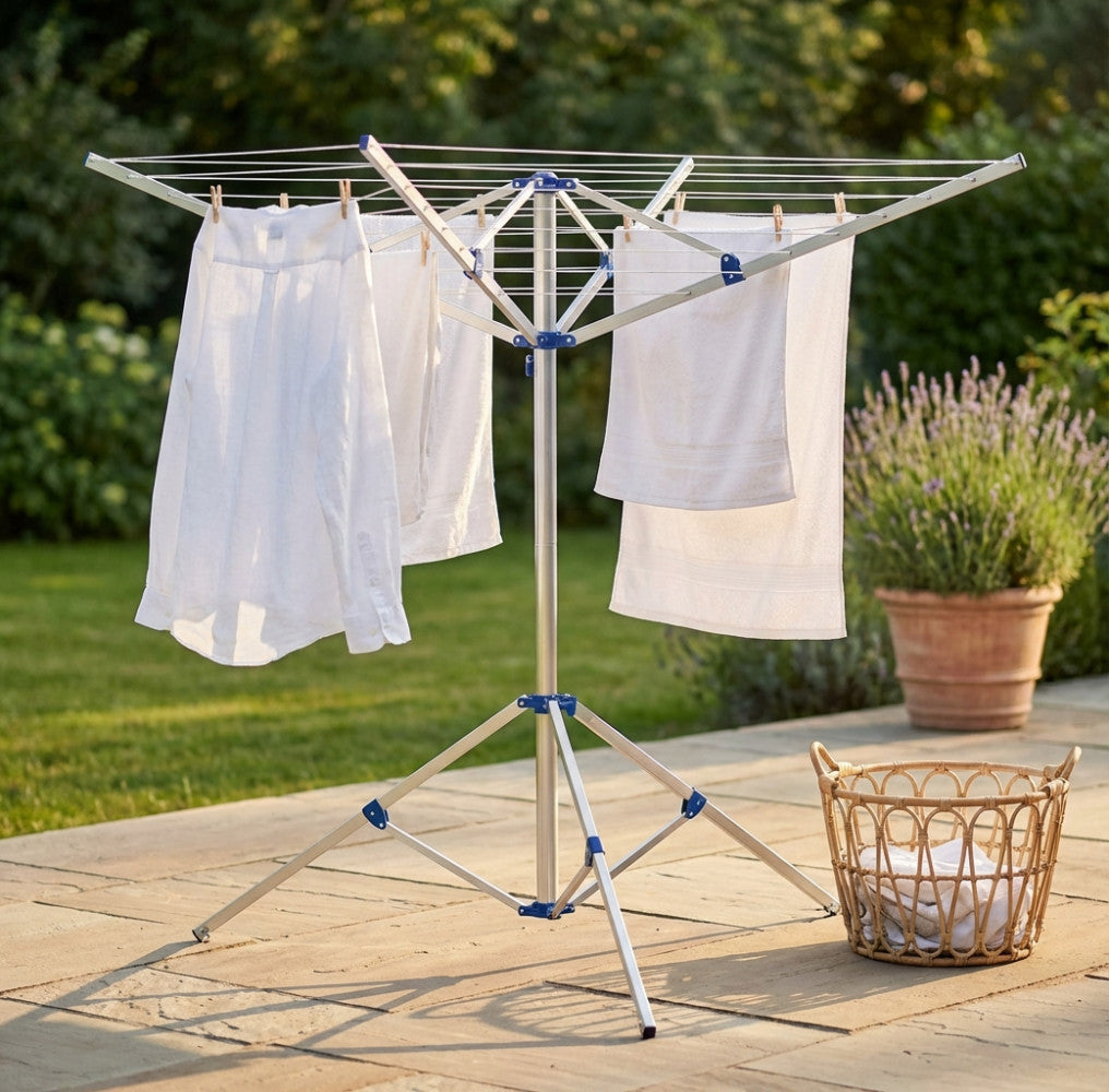 Corde à linge tour pliable en aluminium avec hauteur réglable et sac de transport