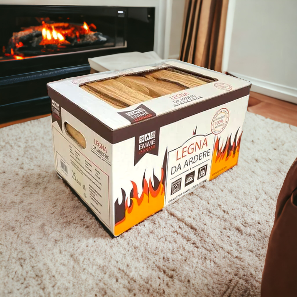 Bois de chauffage en hêtre écologique 25 cm en caisse pour poêles, cheminées et cuisines A1 Plus 