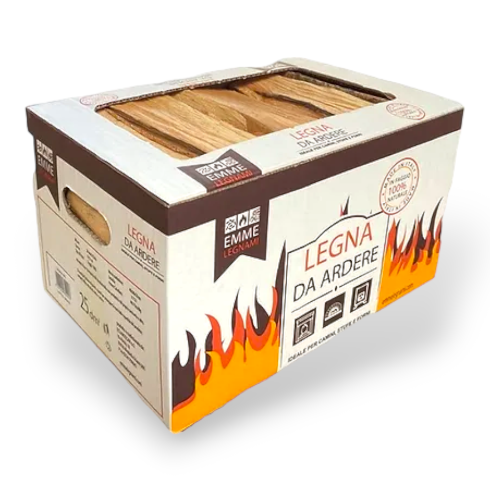 Bois de chauffage en hêtre écologique 25 cm en caisse pour poêles, cheminées et cuisines A1 Plus 