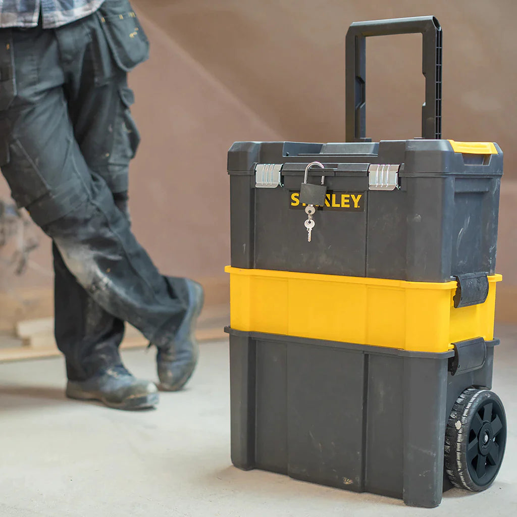 Chariot chariot pour outils et petites pièces avec 3 niveaux de rangement et verrouillable professionnel STANLEY 