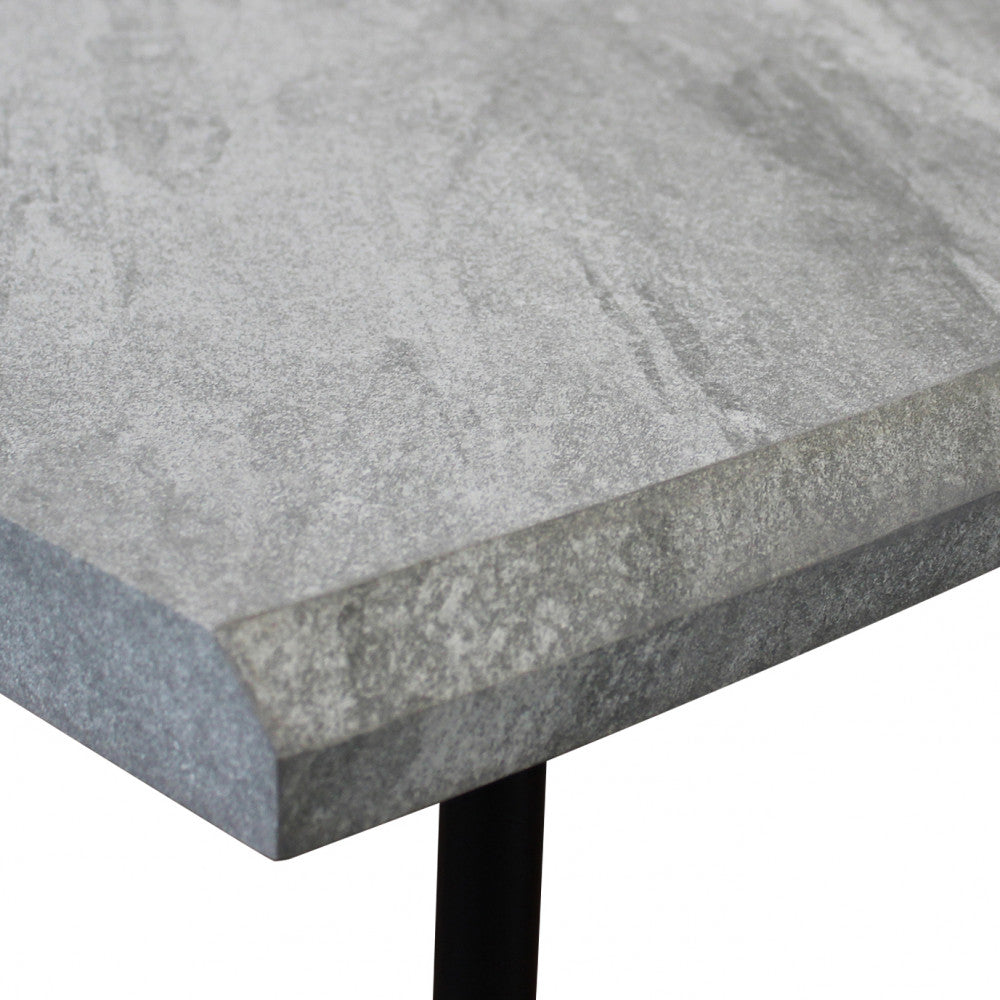 Tavolo rettangolare con struttura in metallo e piano in mdf grigio effetto pietra 90x160xH75 cm Dabber