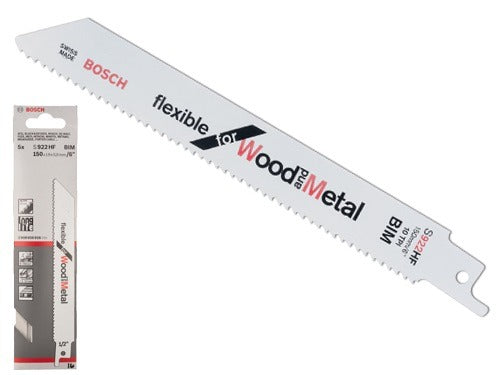 Lames de rechange pour scies alternatives coupant le métal et le bois, lot de 5 Bosch Flex S 922 HF
