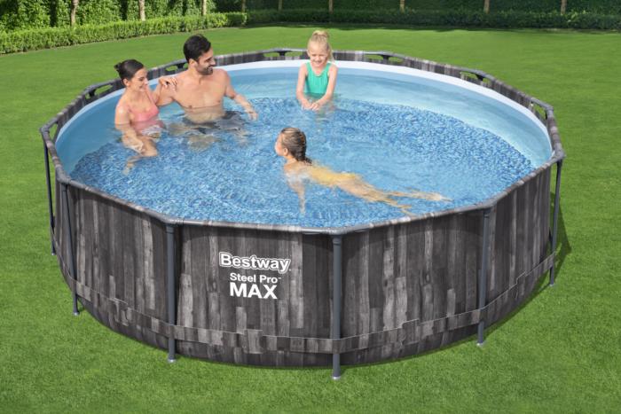 Piscine avec structure ronde effet bois Steel Pro MAX 366x100 cm Bestway 5614X