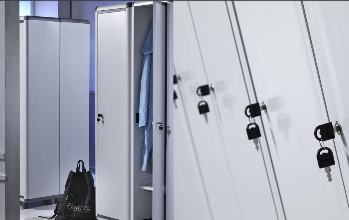 Vestiaire double sale facile à nettoyer L 59 x P 40 x H 175 cm gris clair
