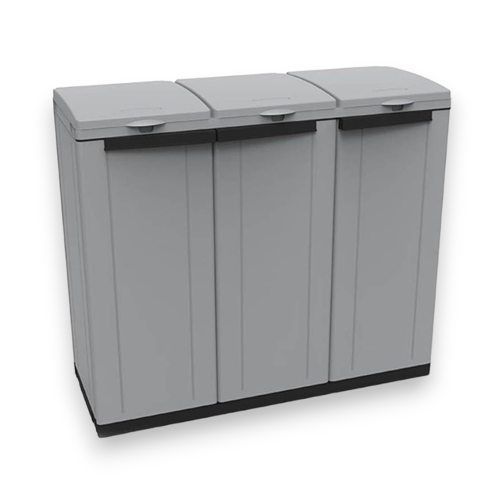 Poubelle armoire à 3 compartiments pour la collecte séparée des sacs ECOLINE3