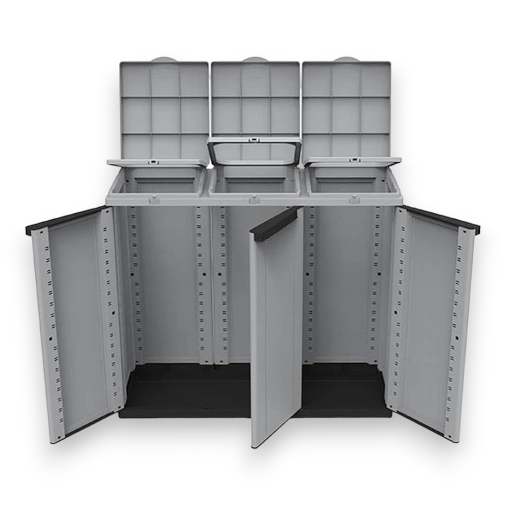 Poubelle armoire à 3 compartiments pour la collecte séparée des sacs ECOLINE3