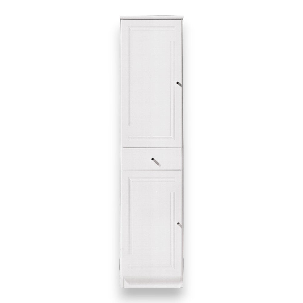 Meuble colonne de salle de bain avec étagères et tiroir central polyvalent 34x34xH150 cm en bois