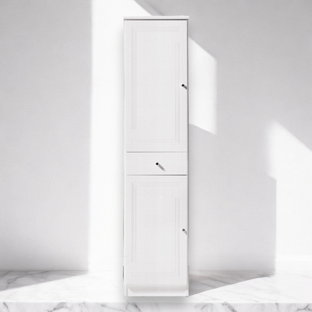 Meuble colonne de salle de bain avec étagères et tiroir central polyvalent 34x34xH150 cm en bois