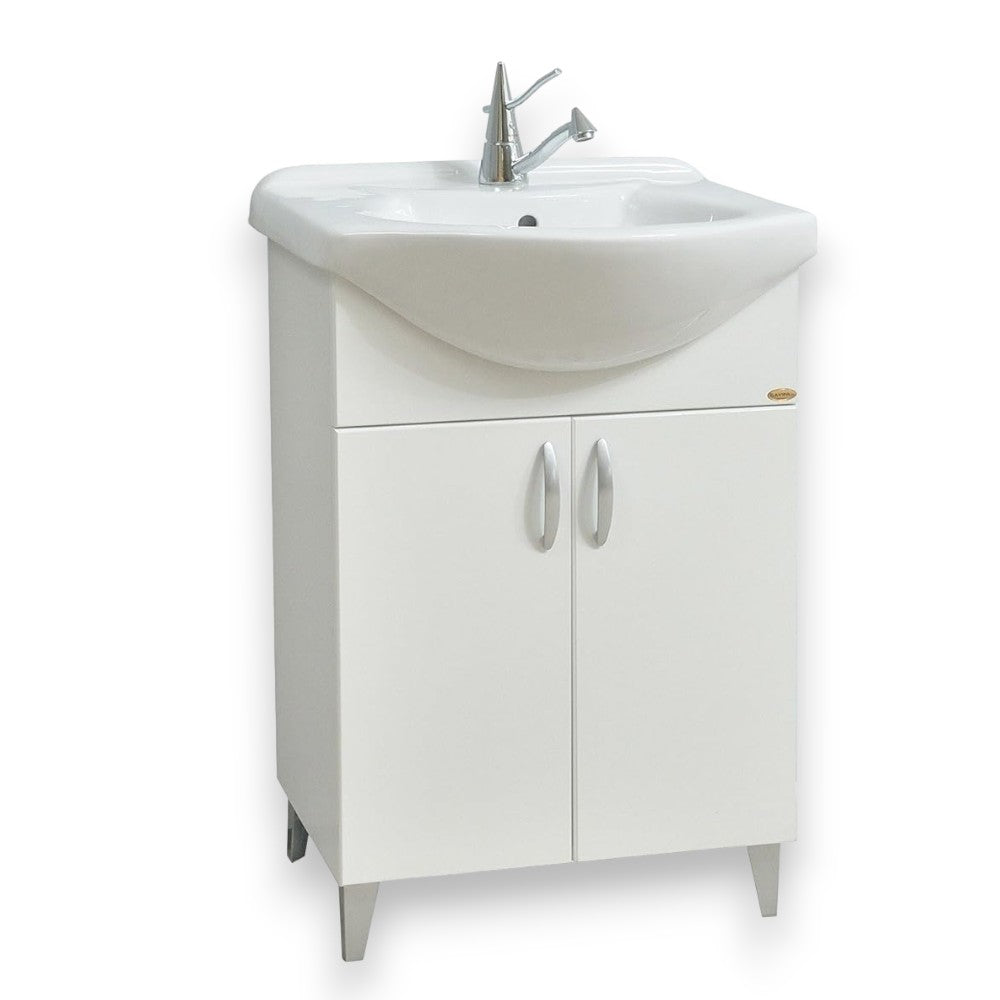 Vasque de salle de bain Luana avec socle et miroir 65x46xH86 cm