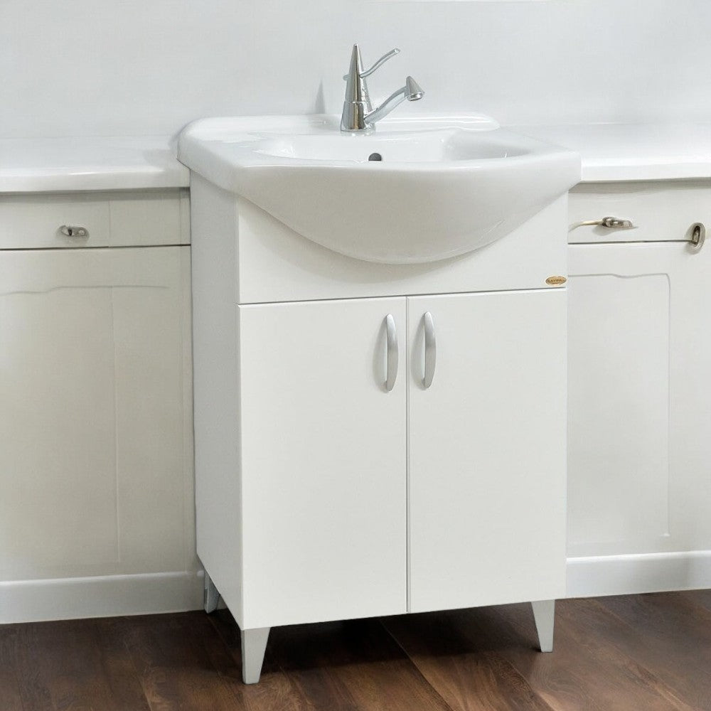 Vasque de salle de bain Luana avec socle et miroir 65x46xH86 cm