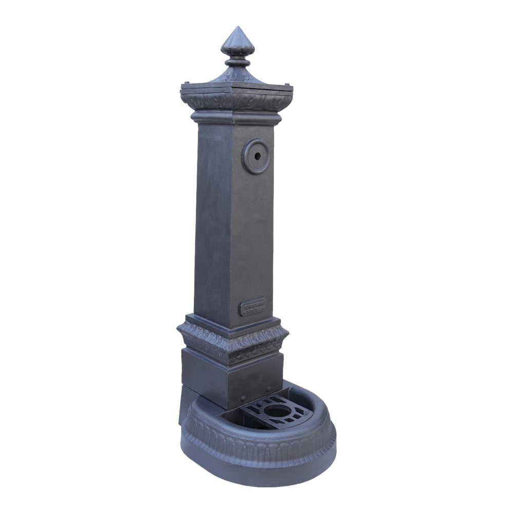 Fontaine d'extérieur au sol de jardin en fonte anthracite 41x37xH100 cm