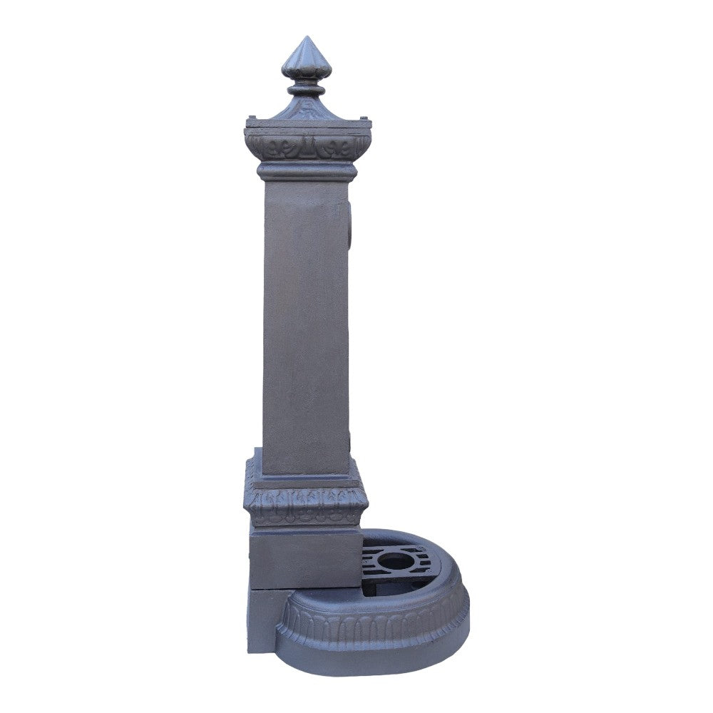 Fontaine d'extérieur au sol de jardin en fonte anthracite 41x37xH100 cm