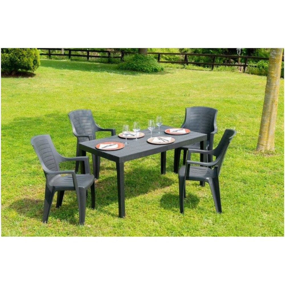 Table rectangulaire modulable intérieure et extérieure anthracite 138x80xH72 cm