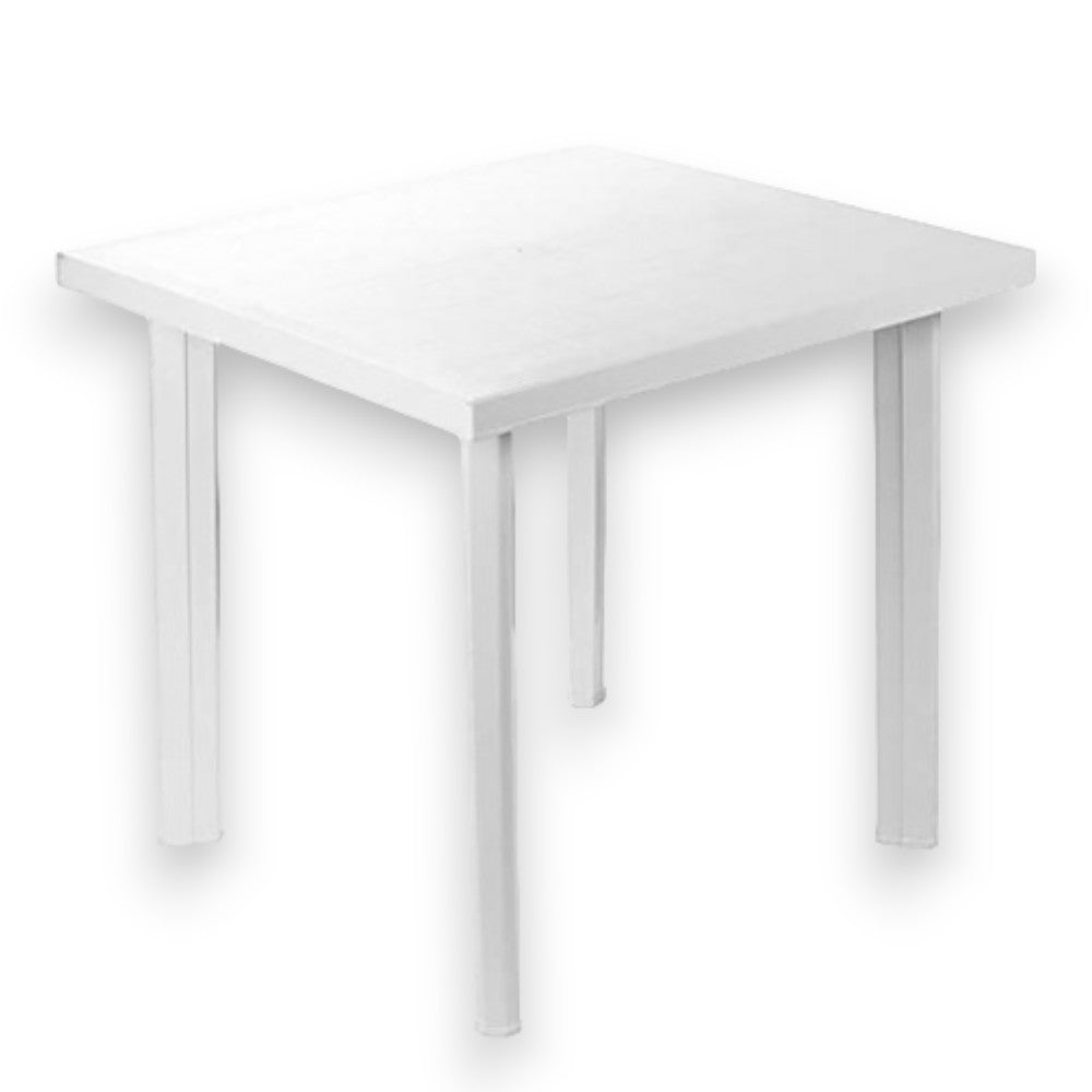 Table d'extérieur modulable rectangulaire en polypropylène blanc 80x75xH72 cm