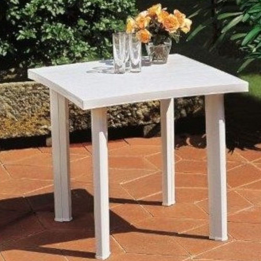 Table d'extérieur modulable rectangulaire en polypropylène blanc 80x75xH72 cm