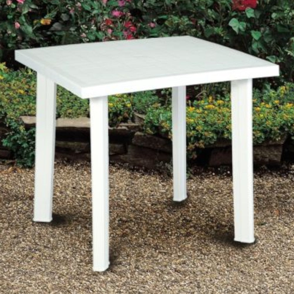 Table d'extérieur modulable rectangulaire en polypropylène blanc 80x75xH72 cm