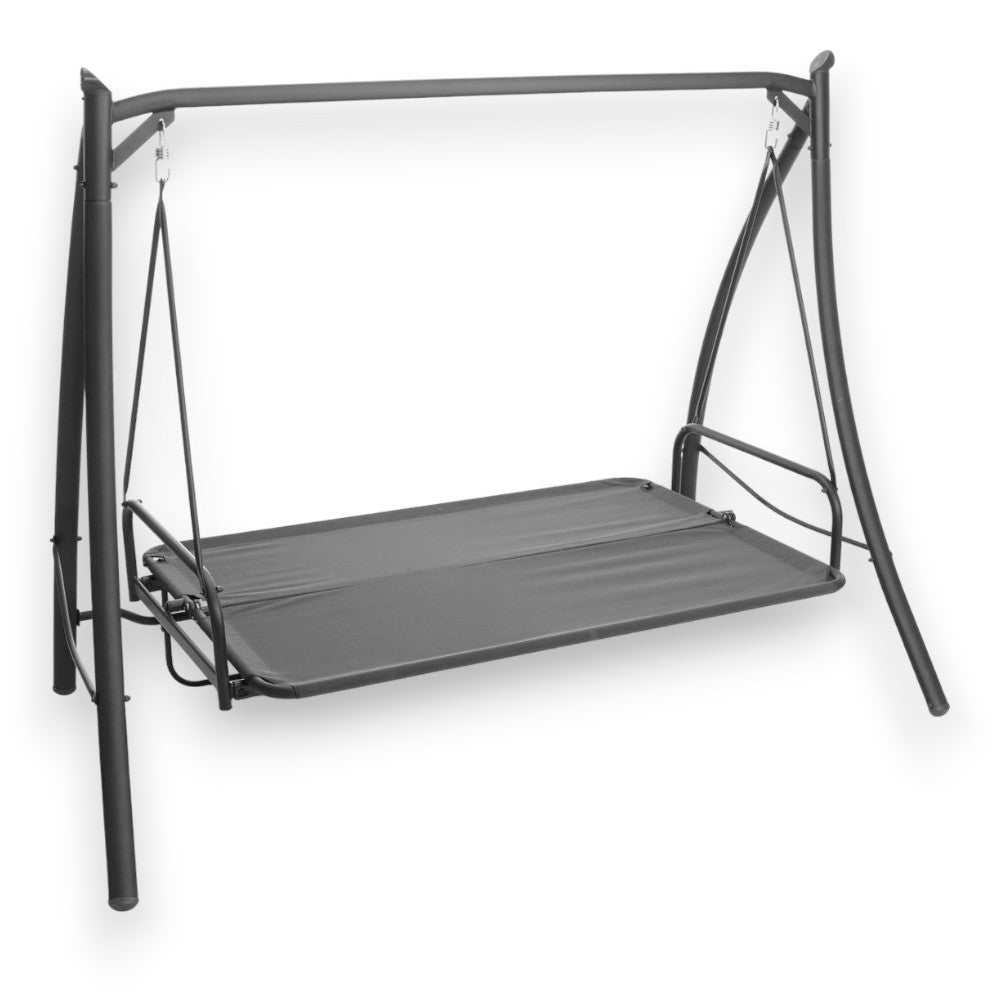 Balançoire d'extérieur en acier avec 3 places comme lit 220x105x170 cm