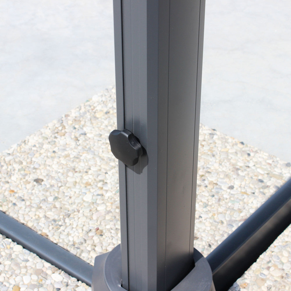 Ombrellone a braccio da giardino quadrato 4x4 nero con telo grigio Skyline