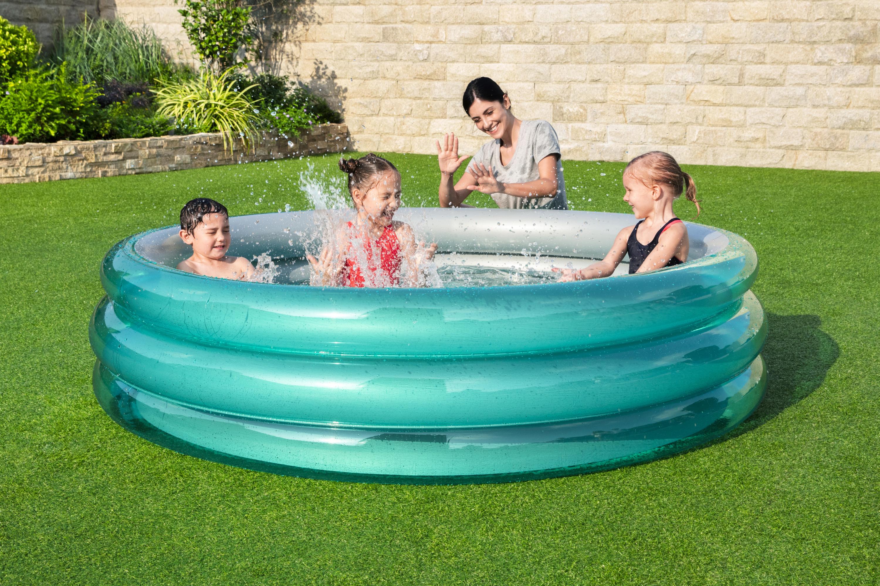 BestWay 51043 grande piscine gonflable ronde en métal avec 3 anneaux