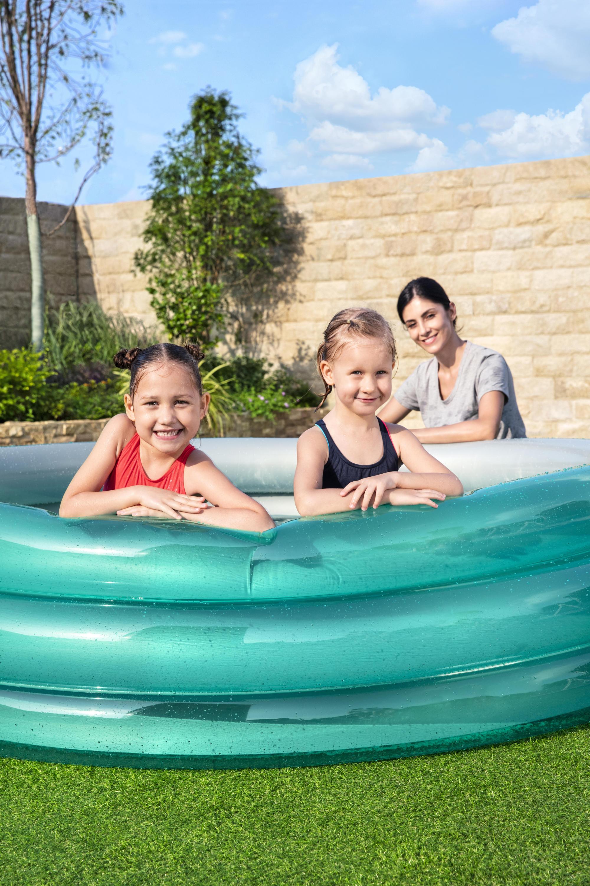 BestWay 51043 grande piscine gonflable ronde en métal avec 3 anneaux