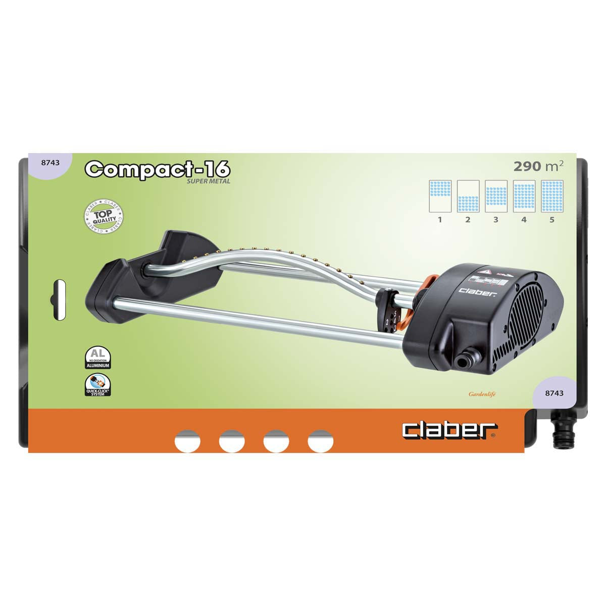 Arroseur oscillant compact pour jardins Métal CLABER 8743 