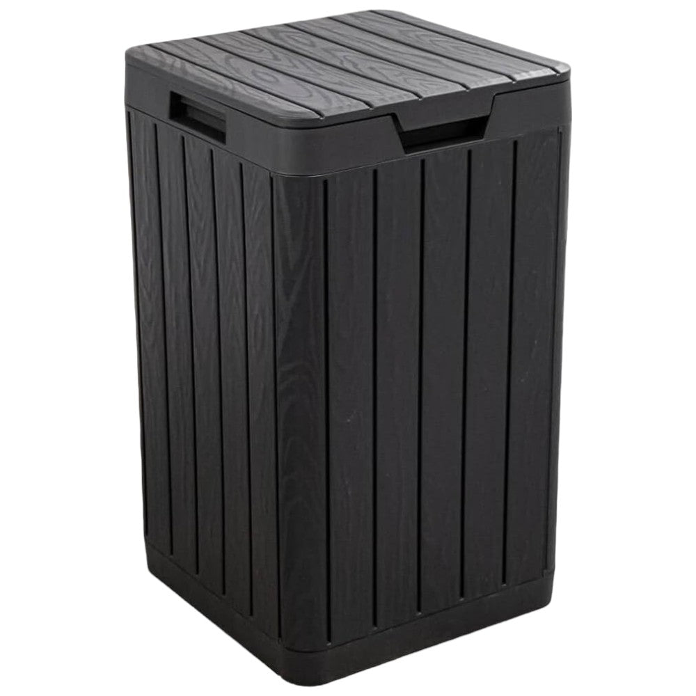 Poubelle de jardin en résine 80 litres avec porte-sac et fermeture à pression Rio Garden anthracite TOOMAX