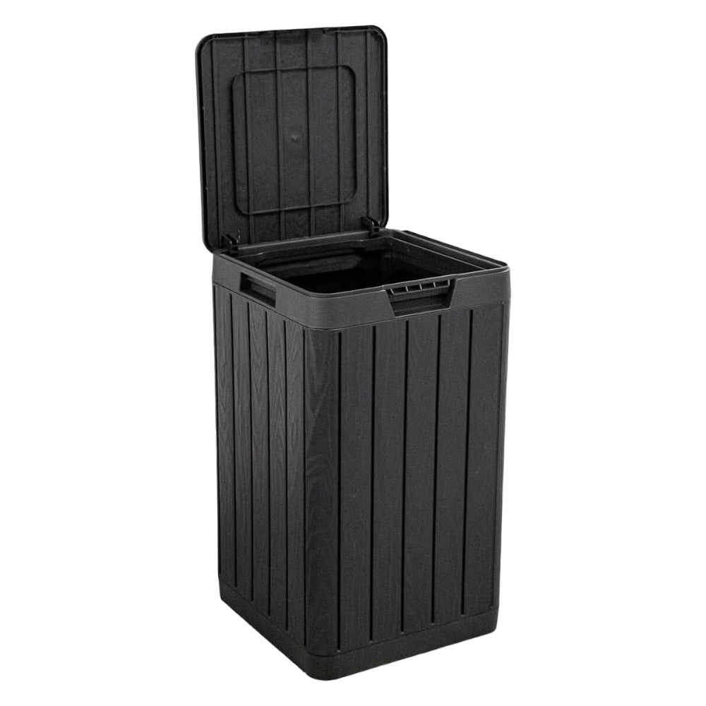 Poubelle de jardin en résine 80 litres avec porte-sac et fermeture à pression Rio Garden anthracite TOOMAX