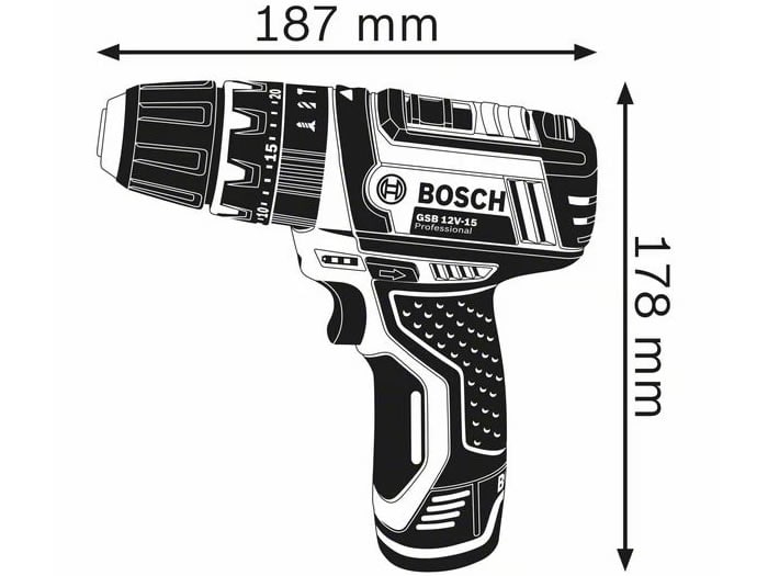 Visseuse à percussion professionnelle Bosch 12 V avec 2 batteries GSB 12 V-15