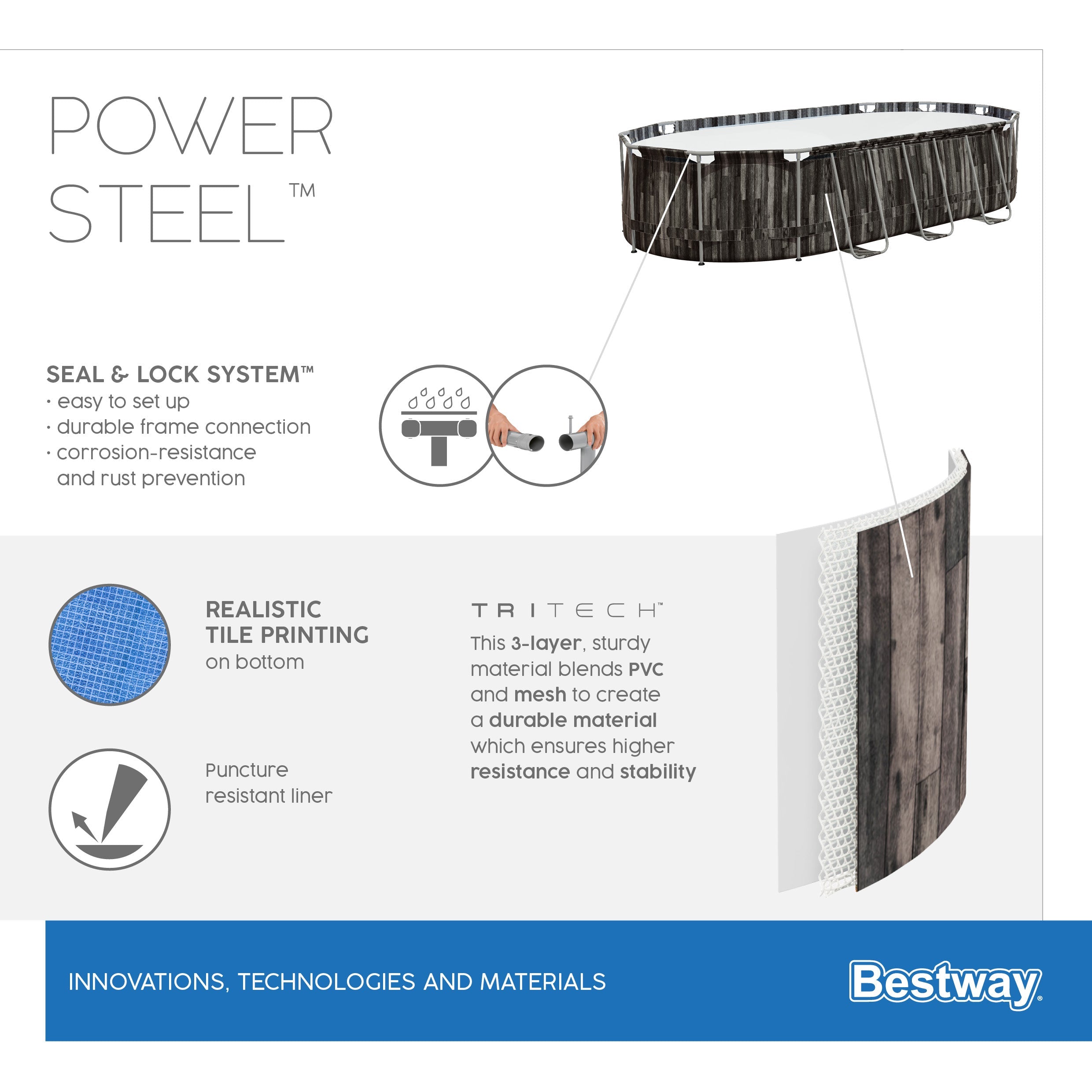 Piscine hors sol ovale Power Steel 732x366x122 cm Bestway 5611T 