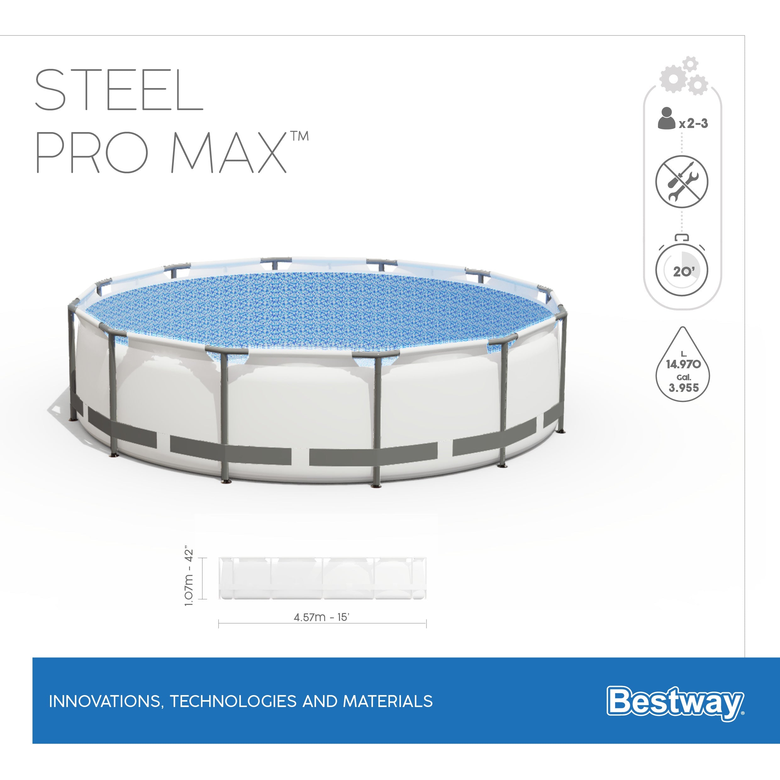 Piscine à structure ronde Steel Pro MAX 457x107 cm Bestway 56488
