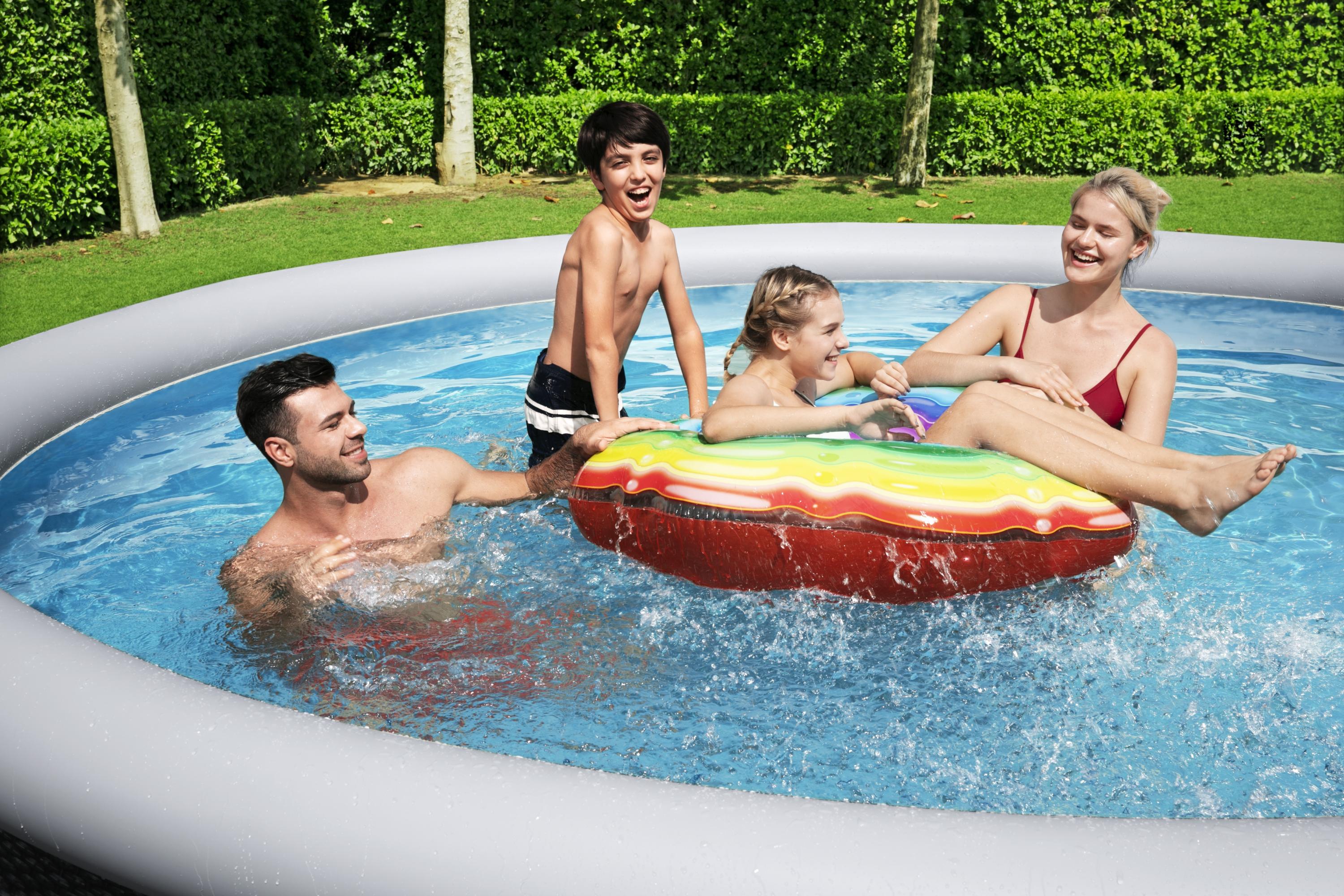 Piscine avec anneau rond autoportant 396x84 cm Rotin Gris fast set Bestway 57376