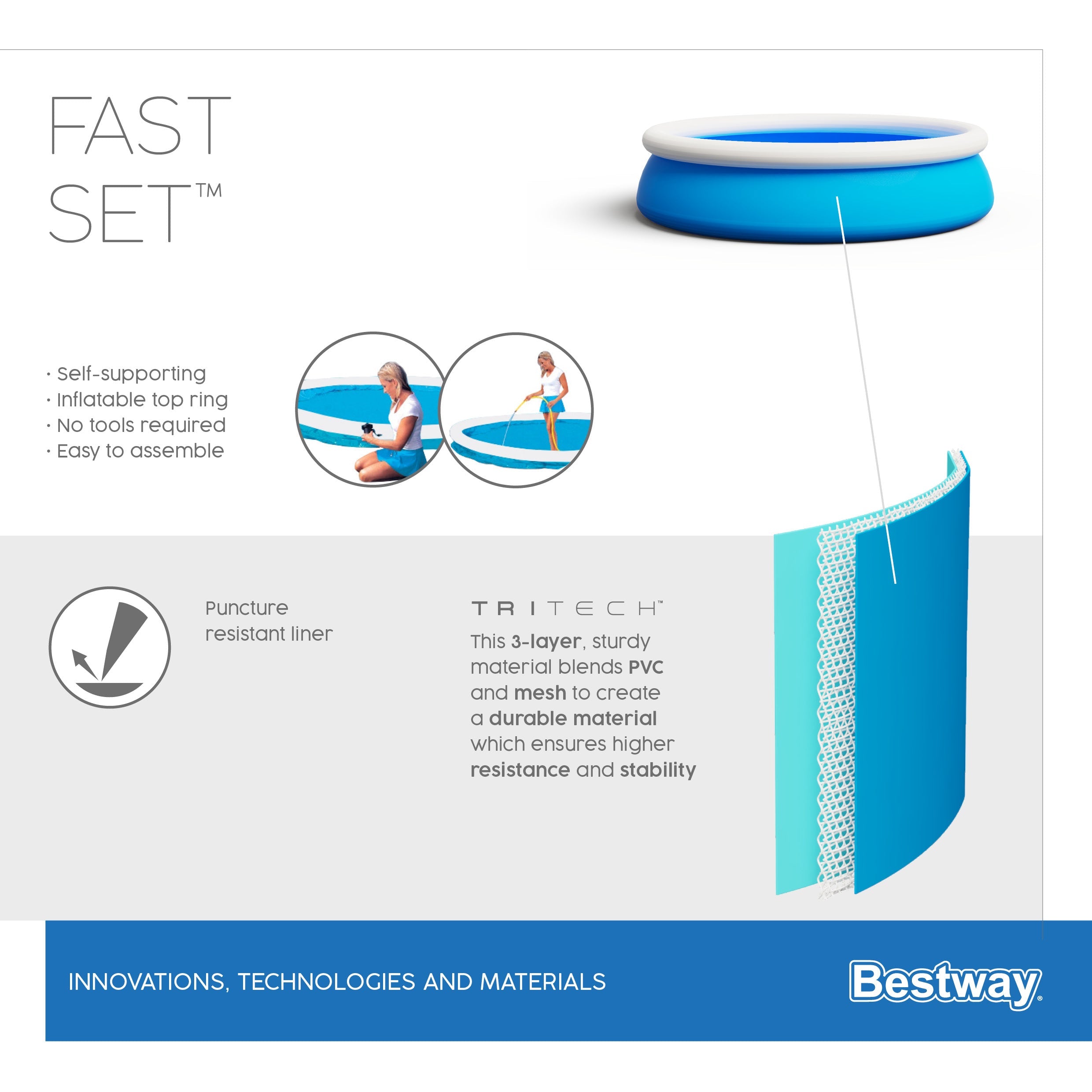 Piscine ronde autoportante avec anneau à réglage rapide Bestway 57392