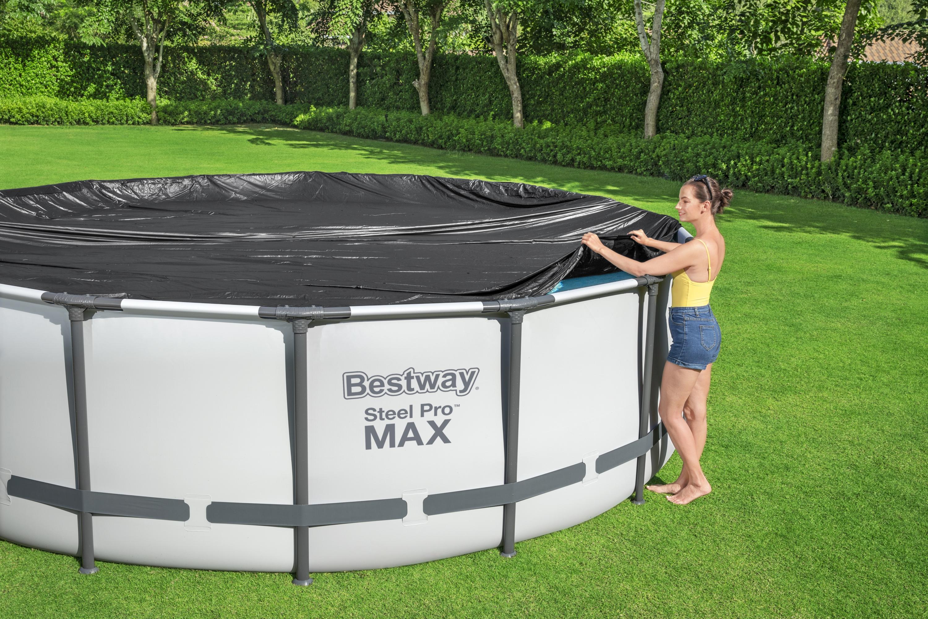 Toile de couverture pour piscine ronde diamètre 305 cm avec structure Bestway 58036