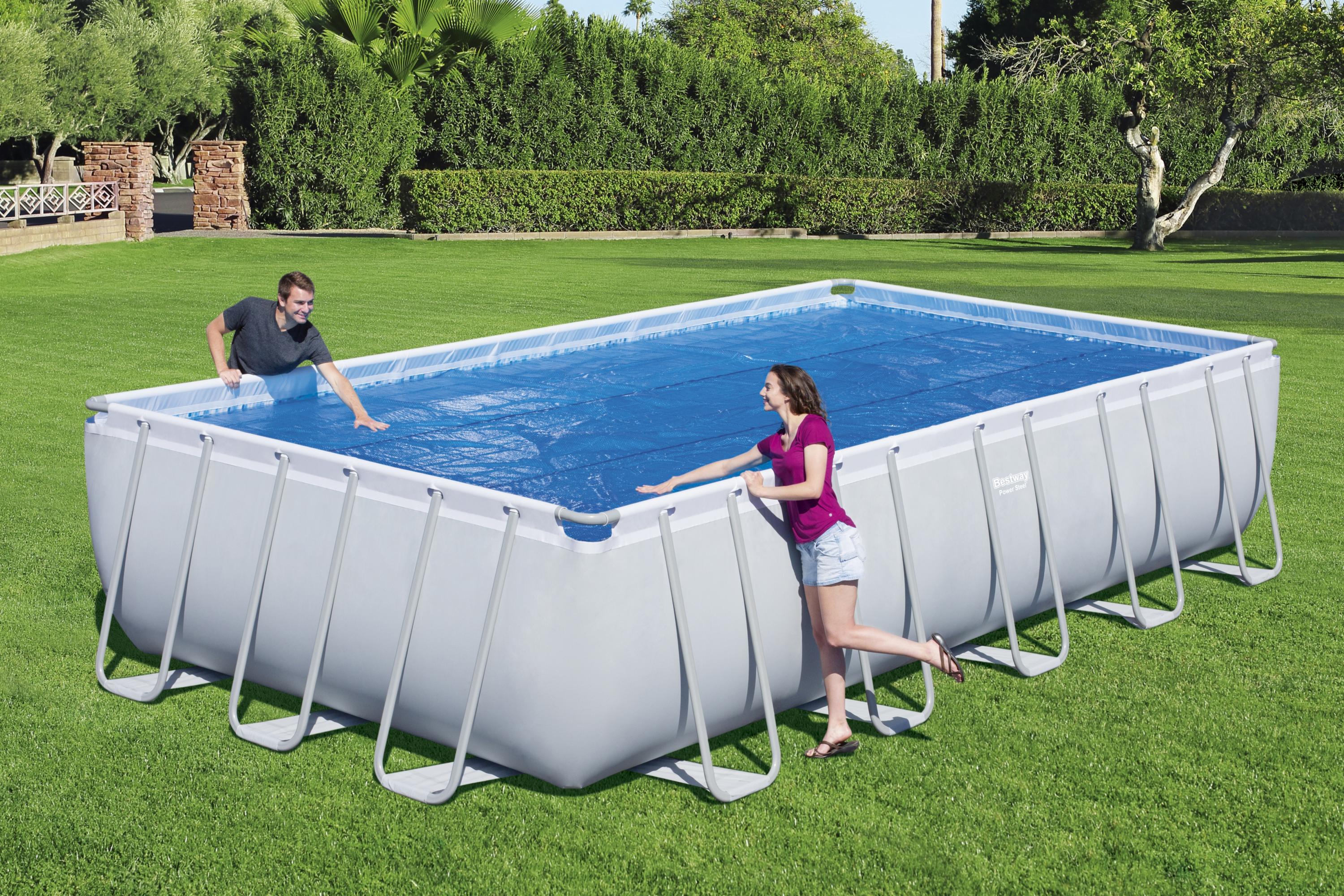 Couverture solaire thermique pour piscine rectangulaire 732x366x132 cm Besyway 58228