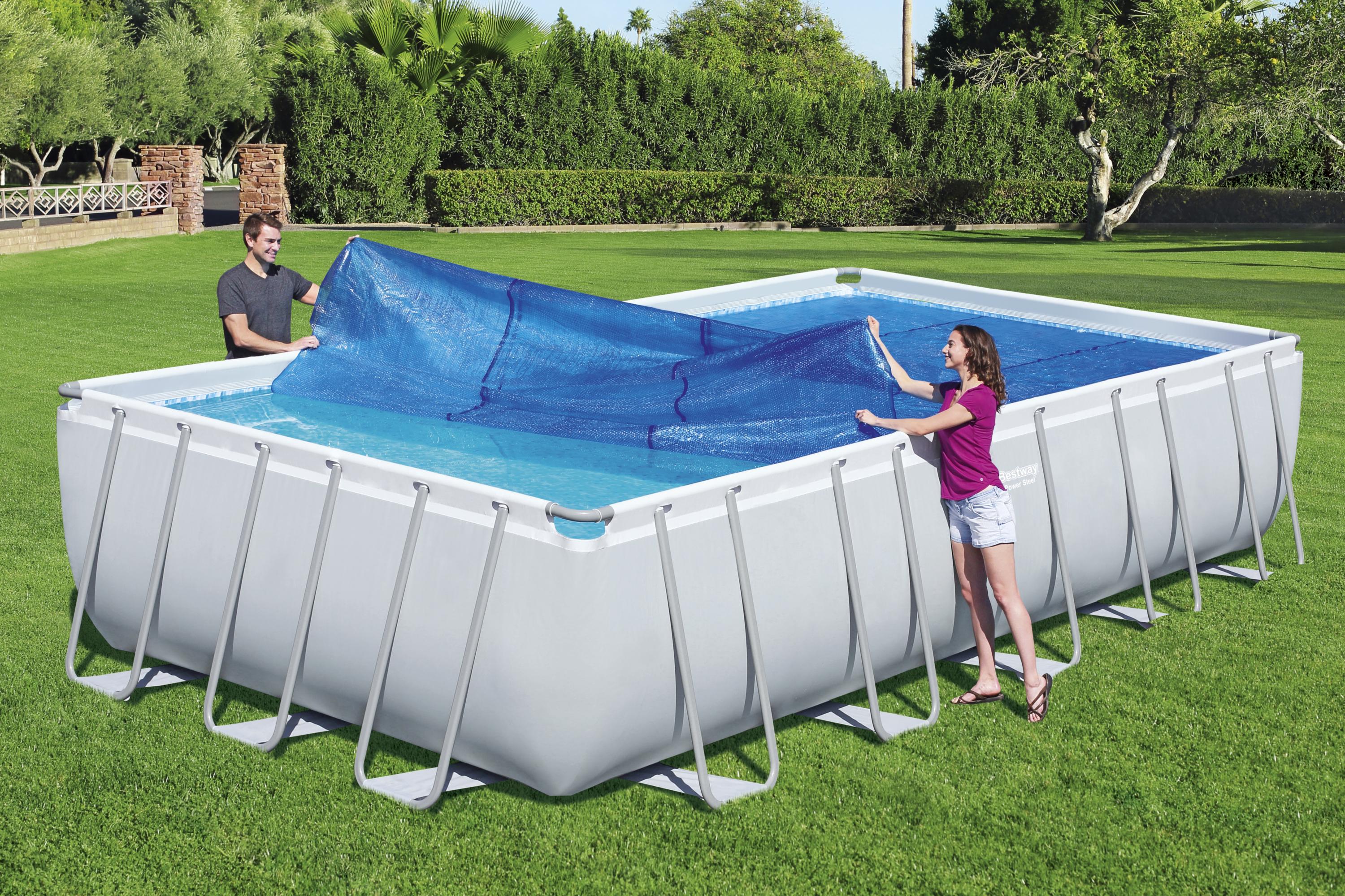 Couverture solaire thermique pour piscine rectangulaire 732x366x132 cm Besyway 58228