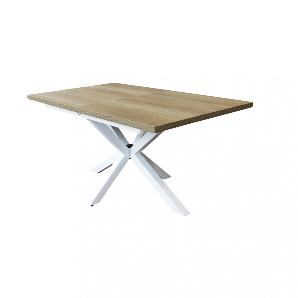 Tavolo allungabile struttura in metallo bianco e piano in mdf marrone 90x160/200xH75 cm Gariè