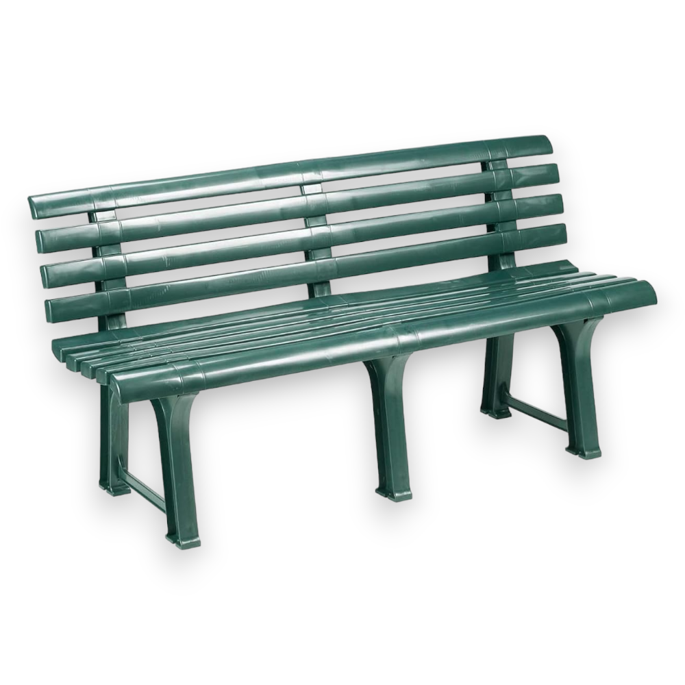 Banc 3 places en résine verte pour jardin extérieur Orchidea