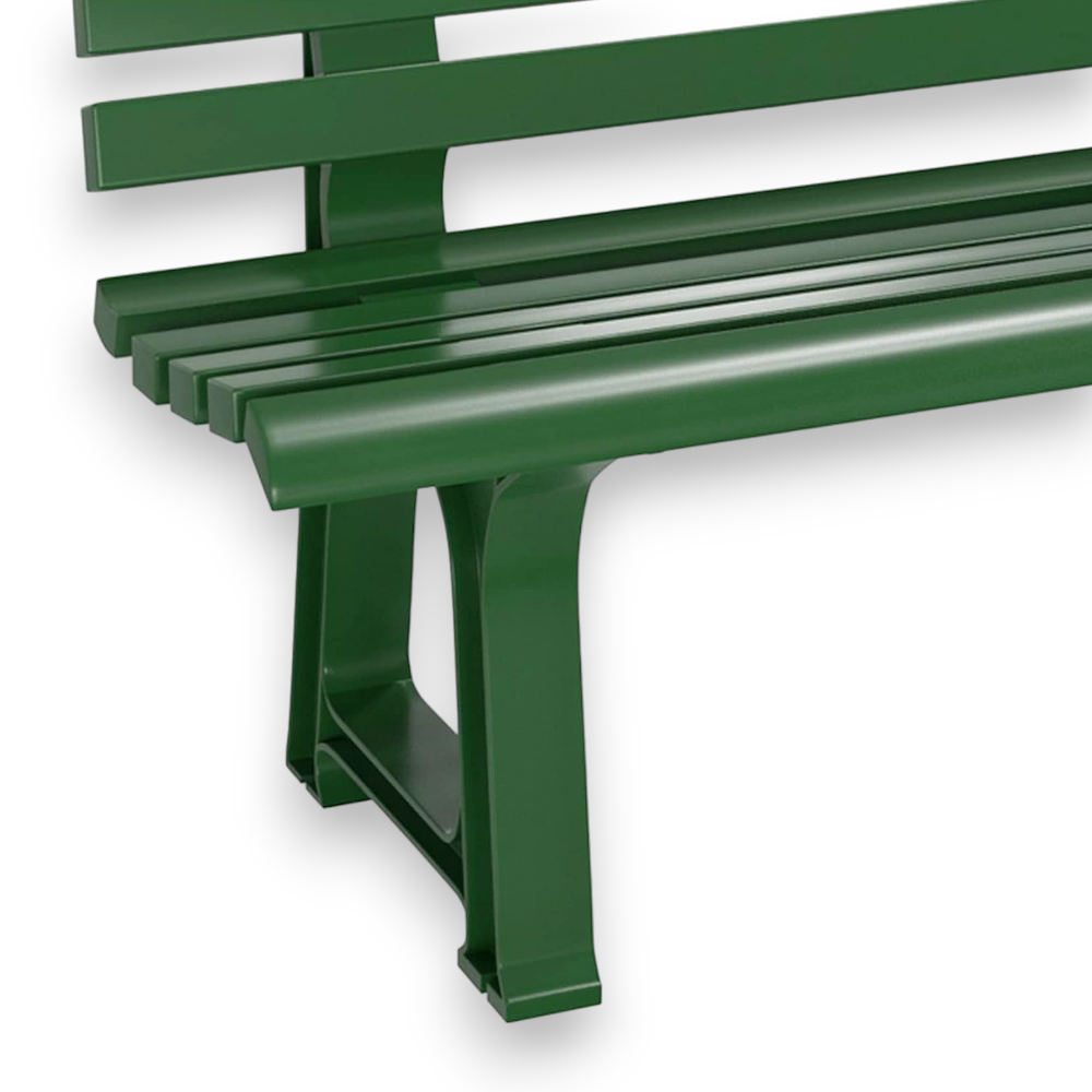 Banc 3 places en résine verte pour jardin extérieur Orchidea