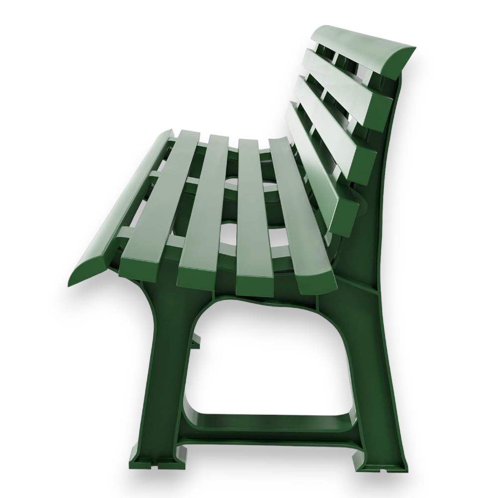 Banc 3 places en résine verte pour jardin extérieur Orchidea