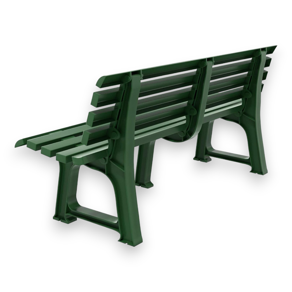 Banc 3 places en résine verte pour jardin extérieur Orchidea