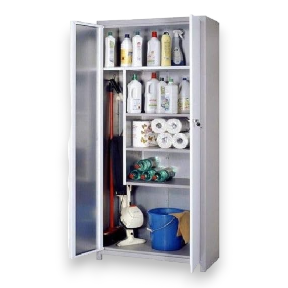 Armoire à balais en métal verrouillable à 2 portes Pratiko Prometal