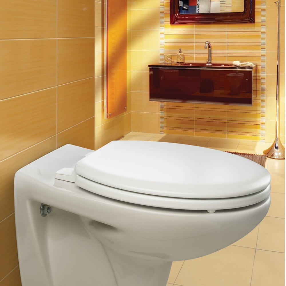 Abattant WC en bois laqué avec charnières en résine