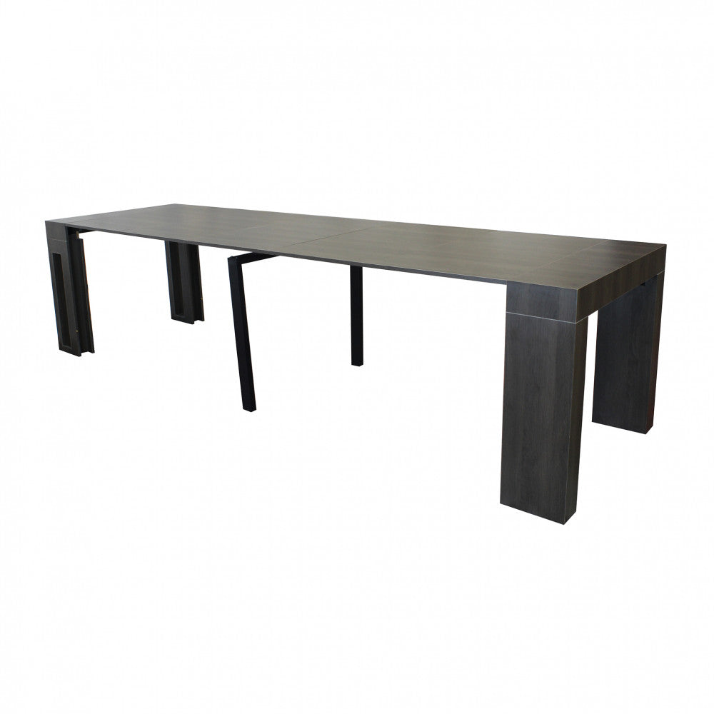 Tavolo consolle allungabile salvaspazio in mdf con struttura in metallo 90x45/300xH75 cm Napoca
