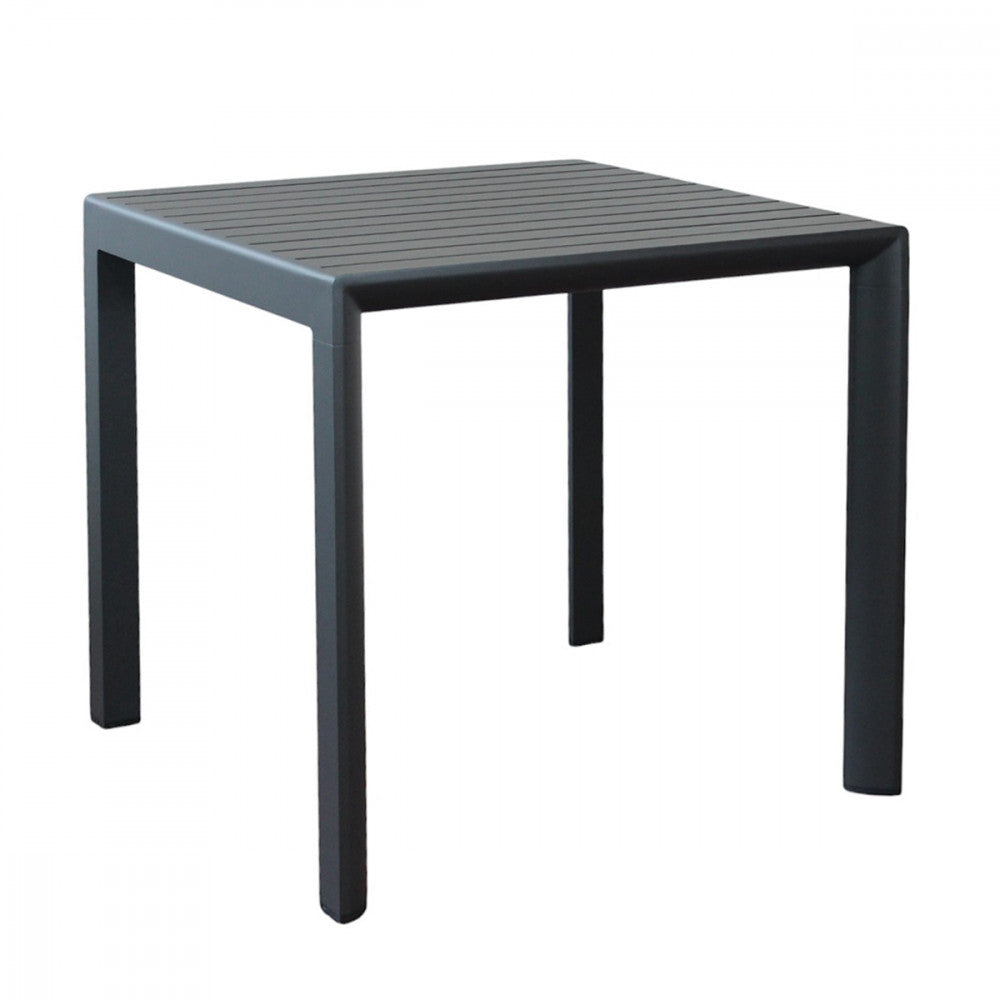 Tavolo quadrato 80x80 cm in alluminio con piano a doghe e piedi regolabili Alley
