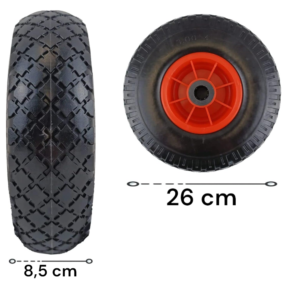 Roue de chariot pneumatique avec roulement Ø260x85 mm