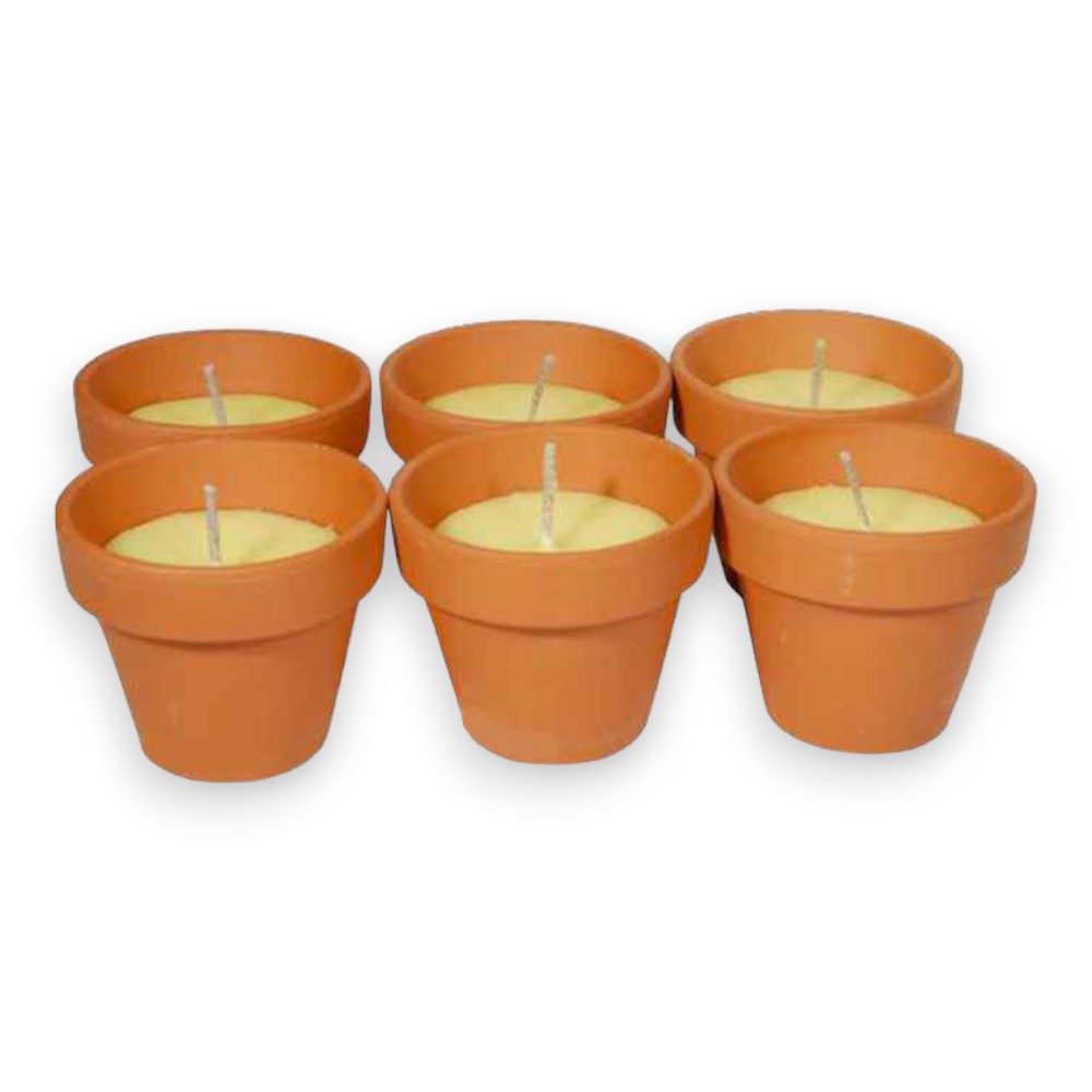 Bougies en terre cuite anti-moustiques à la citronnelle diamètre 6xH6 cm - paquet de 6 pièces