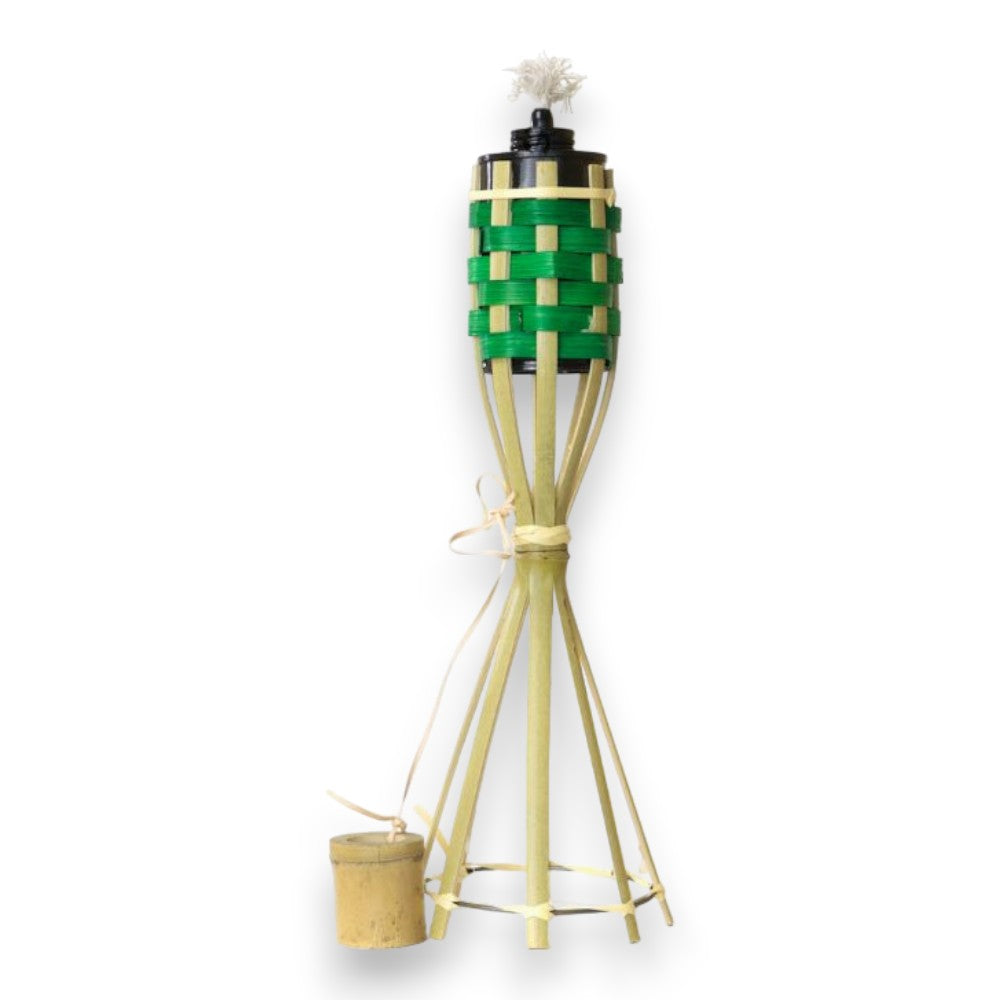 Torche de table anti-moustiques en bambou avec base de support pour usage extérieur