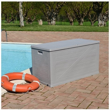 Coffre polyvalent en résine à roulettes 120x57x63 Bois