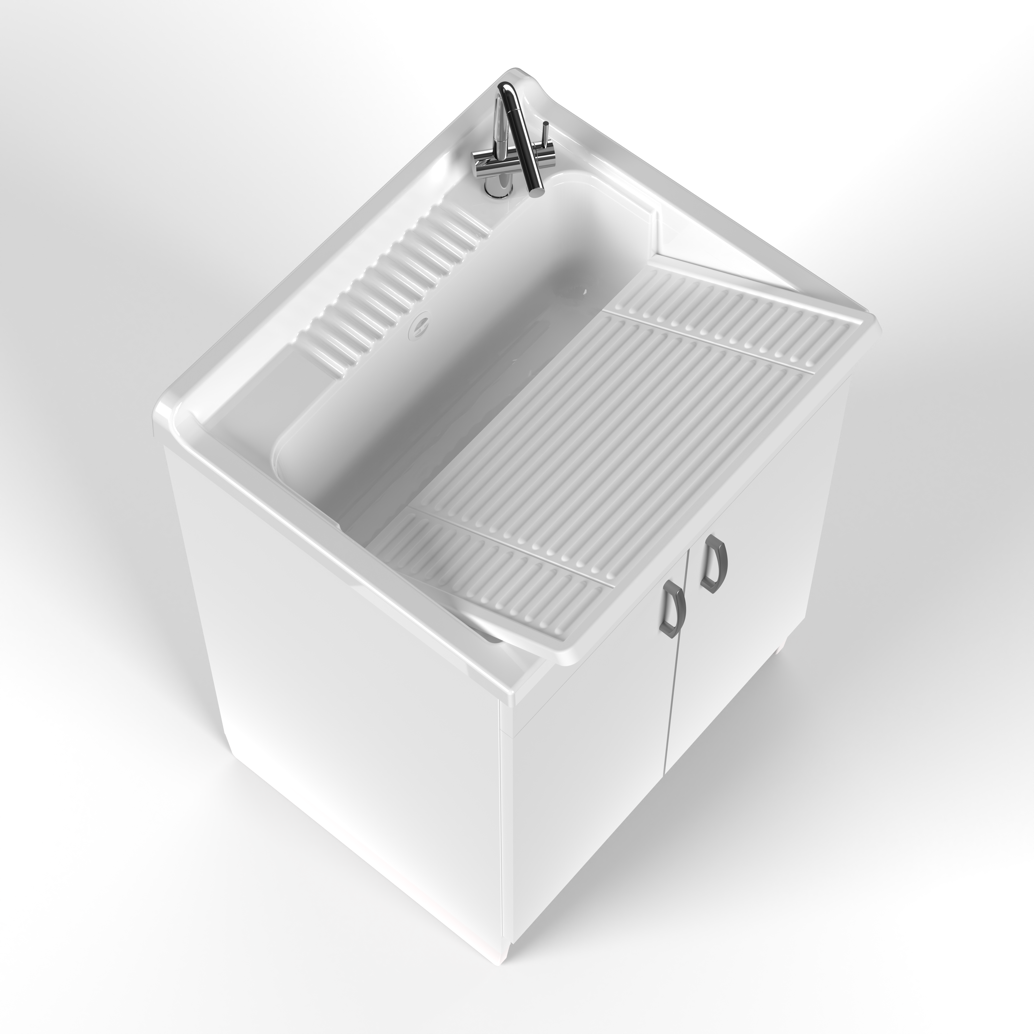 Lavabo en bois mélaminé et panneau en polypropylène - cm.60x50x85h.
